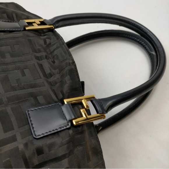 FENDI FF LOGO AUTHENTIC TOTE BAG ZIPPER TOP BIG ZUCCA PURSE GREAT CONDITION! - Picture 4 of 9